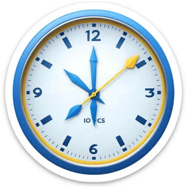 : A round clock face showing a neutral time. Around the clock, two curved arrows forming a circle, symbolizing flexibility and adaptability of working hours. Minimal details, rounded shapes, flat bright colors, consistent with standard emoji design. sticker