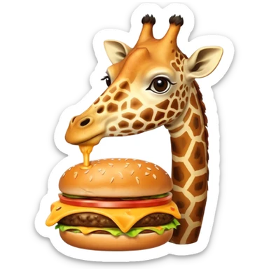A giraffe eating a cheeseburger sticker