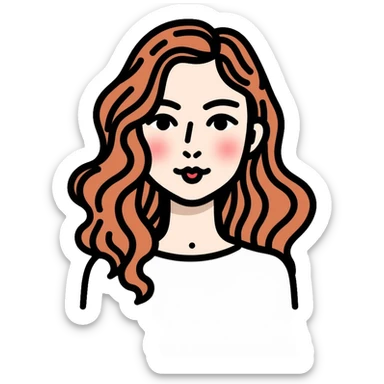 Girl with wavy hair and white skin sticker