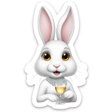 white female bunny wearing diamonds drinking champagne  sticker