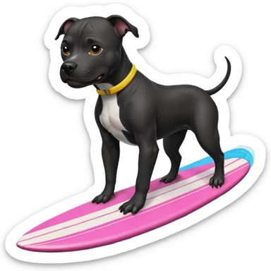 Black pitbull surfing sticker