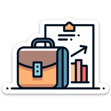 Manager icon with briefcase and organizational chart sticker
