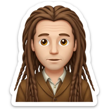 white Man with long brown dreadlocks sticker