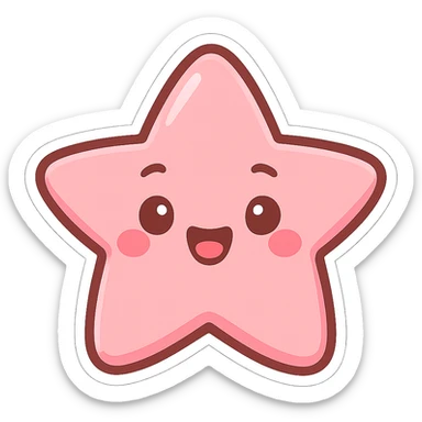 pink star, bright and happy, chibi style sticker sticker