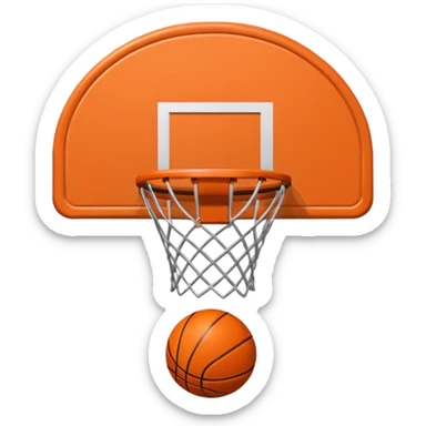 basketball hoop object icon, backboard and rim, net details, 3D cartoon, mobile game icon style, centered, clean background, no text, no watermark
 sticker