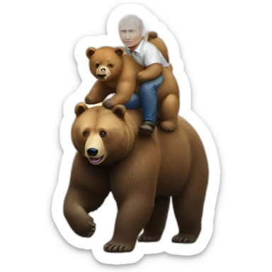 Vladimir putin with rainbow flag riding on a bear sticker