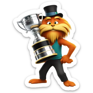 lorax holding a stanley cup  sticker