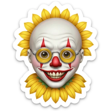 The terrifier clown wearing sunflower glassess, cartoon sticker