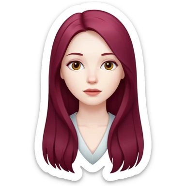 woman with pale skin and long straight burgandy hair sticker