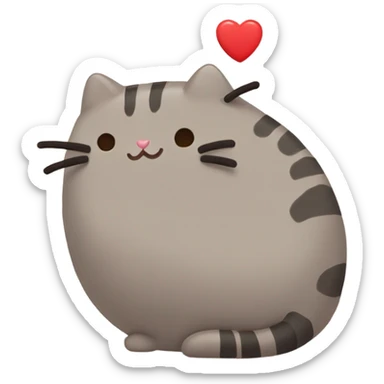 pusheen light red heart sticker