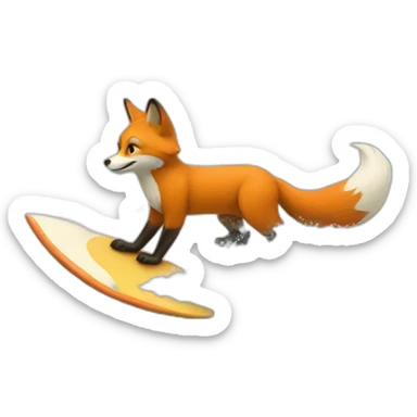 Fox surfing a wave sticker