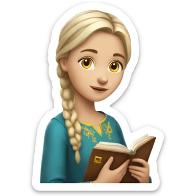 Ukrainian girl holds a book in her hands sticker