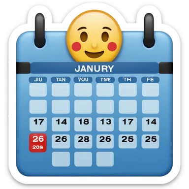 January calendar flat emojy style just writte Jan 2026 sticker