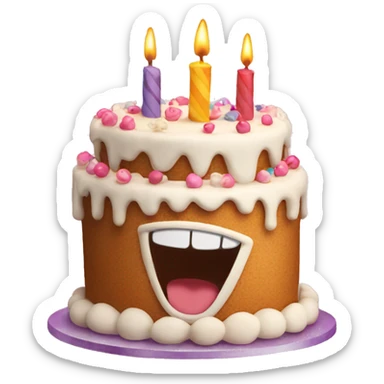 a smiling birthday cake sticker