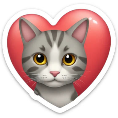 a Cat with 2 colours hold a heart sticker