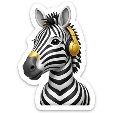 A zebra listening to music sticker
