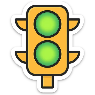 Add a glowing effect to the green lights, keep the color outline icon style, no background. sticker
