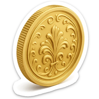 3D style gold coin, shiny and detailed, floating with a slight shadow, no text sticker