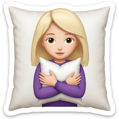 Girl hugging pillow sticker