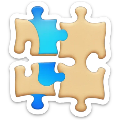 Two blue gradient puzzle pieces separated sticker