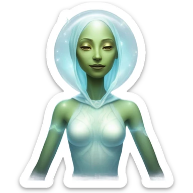 a heavenly alien woman full body sticker