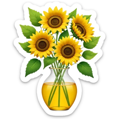 sunflower bouquet in a clear vase with scandinavian minimalist vibe sticker