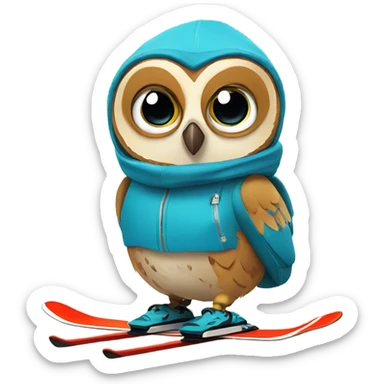 An owl skiing sticker