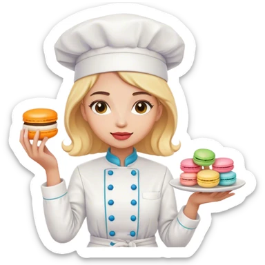 girl chef holding a macaron sticker
