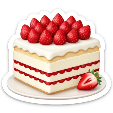 slice of white cake with strawberries on top sticker