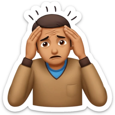 A cartoon sticker of an exhausted Indian man facepalming softly with a dramatic sigh. Add text: “Main thak gaya boss.” sticker