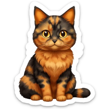 black and orange cat. tortie. amber eyes. full body.  sticker