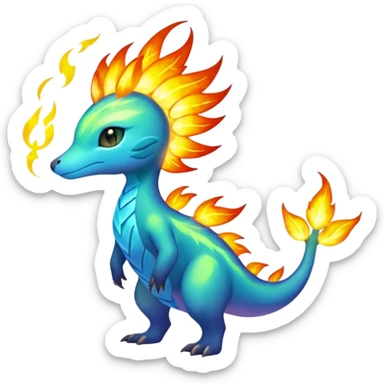 Elemental Exotic Tropical Celestial Fiery Sparky Fierce Flaming Viney Vinal Dusky Aurorus-Amaura-Auroras-Pokémon-Fakémon-creature sticker