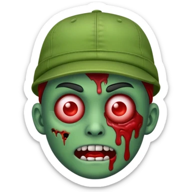 Create a zombie emoji with a cap sticker