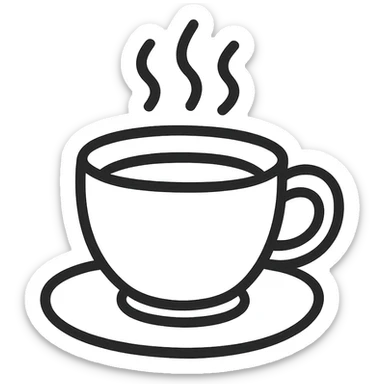 hand-drawn outlined icon of a cup of coffee sticker