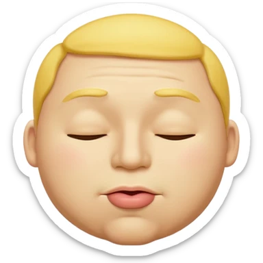 A male emoji with big fat lips with it’s eyes closed not smiling with its mouth closed and it’s yellow sticker