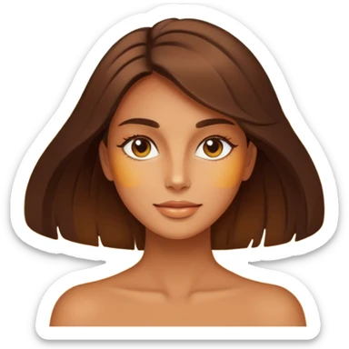 Tan brunette womans face superimposed on an image of the sun sticker