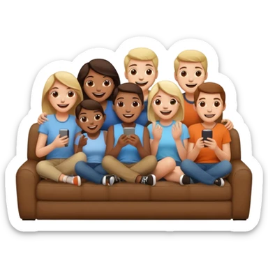 group of friends on couch having fun sticker