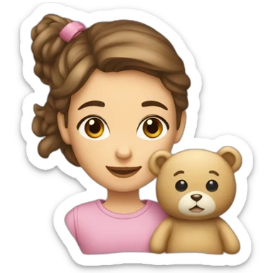 Fille avec nounours sticker