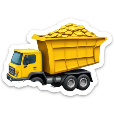 dump truck dumping coins sticker