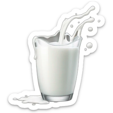 milk spilling from the glass sticker