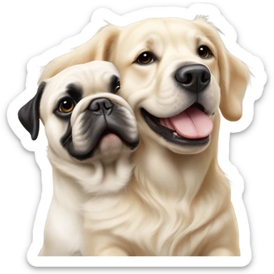 English cream golden retriever and an oreo colored frenchie as best friends sticker