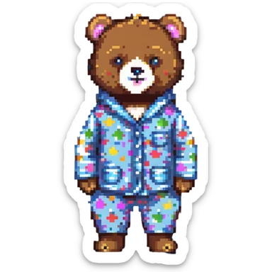 cute bear in polka dot pajamas sticker