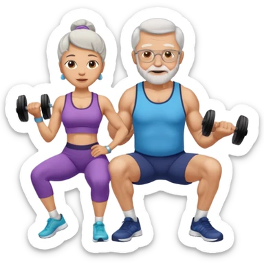 light skin grandma and grandpa work out at the gym sticker