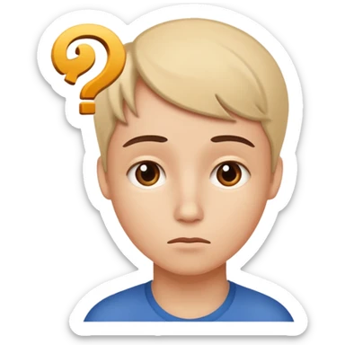 a person thinking with a question mark sticker