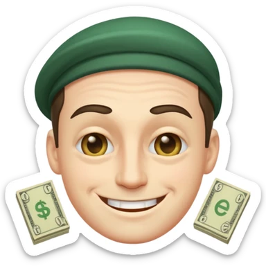 apple imoji man with money eyes smiling and winking sticker