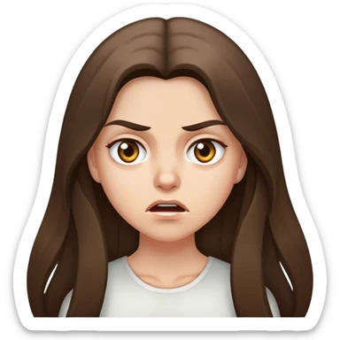  beautiful pale brunette girl with long hair pissed off eyes around sticker