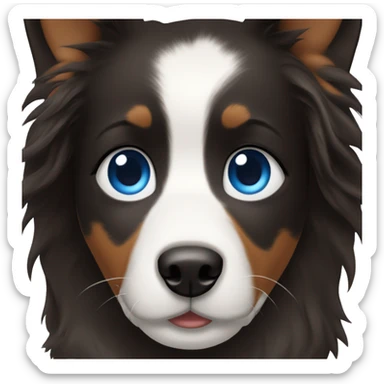 Brunette Girl with blue eyes and Bordercollie sticker