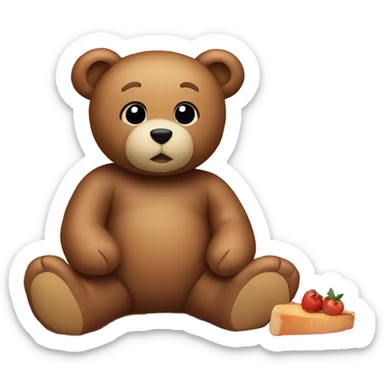 Teddy bear on picnic blanket  sticker