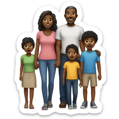black family with both parents one son and 3 daughters sticker