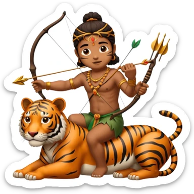 Ayyappa sitting on tiger with bow and arrow sticker